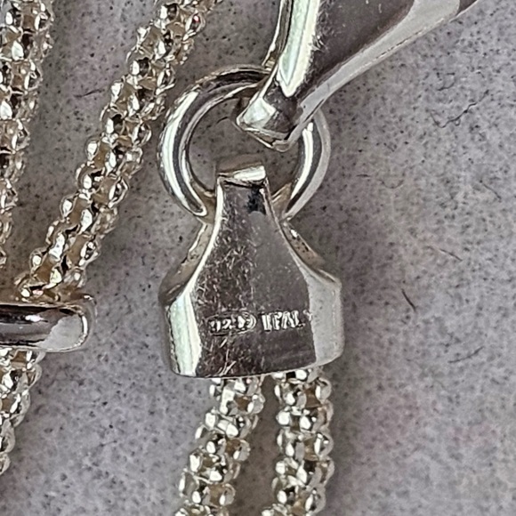 Sterling Stirrup and Popcorn Chain 925 Bracelet - Picture 14 of 15